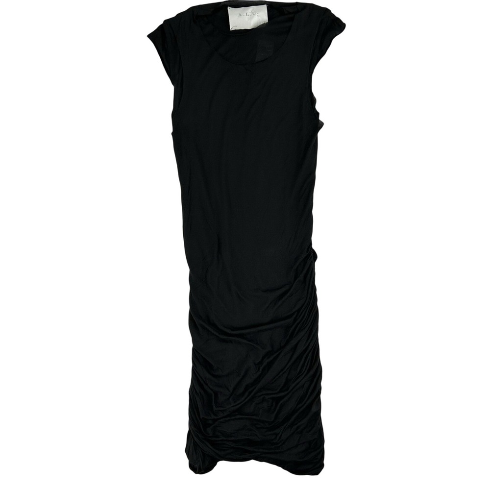 A.L.C. Black Ruched Sleeveless Midi Dress S68203-BLK XS Barneys New York